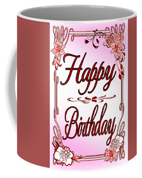 Pretty Coffee Mug featuring the digital art Pretty in Pink Girls Happy Birthday Card by Delynn Addams