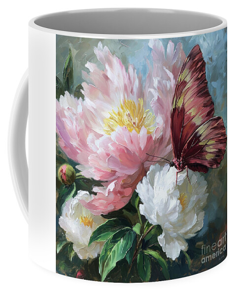 Butterfly Coffee Mug featuring the painting Pretty Pink Butterfly by Tina LeCour