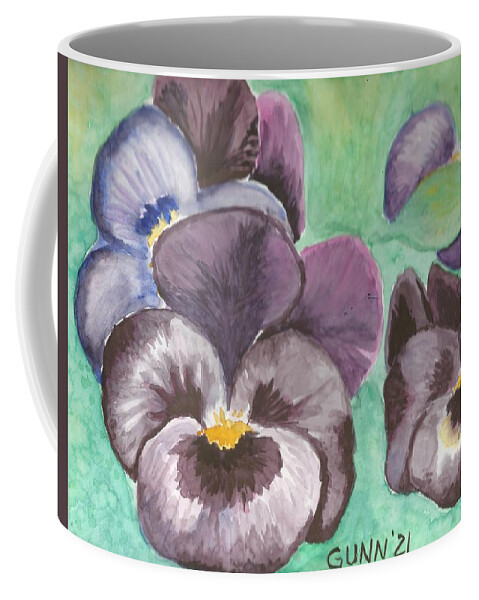 Pansies Coffee Mug featuring the painting Pretty Purple Pansies by Katrina Gunn