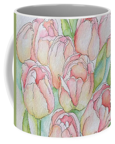 Tulip Coffee Mug featuring the painting Pretty Tulips by Inese Poga