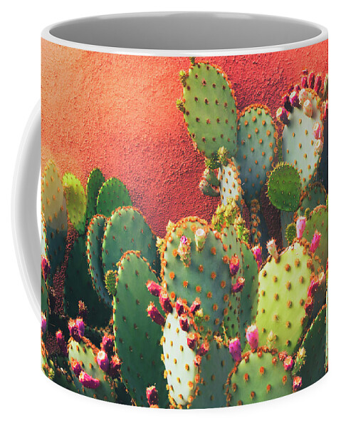 Prickly Pear Cactus Coffee Mug featuring the photograph Prickly Pear Wall by Saija Lehtonen