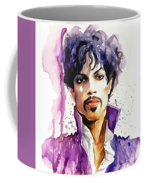 Prince Coffee Mug featuring the painting Prince Portrait by Tina LeCour