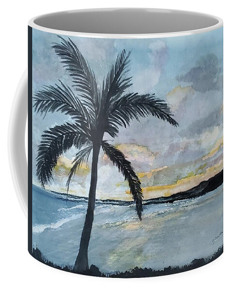 Palm Trees Coffee Mug featuring the painting Princeville Dawn by Claudette Carlton