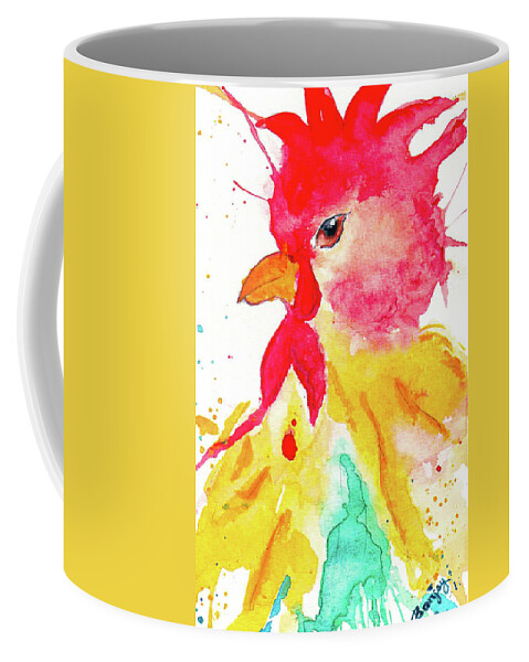 Rooster Coffee Mug featuring the painting Chick Magnet by Bonny Puckett