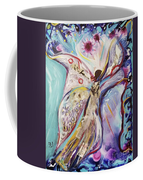 Angel Coffee Mug featuring the mixed media Protect Us by Catherine Gruetzke-Blais