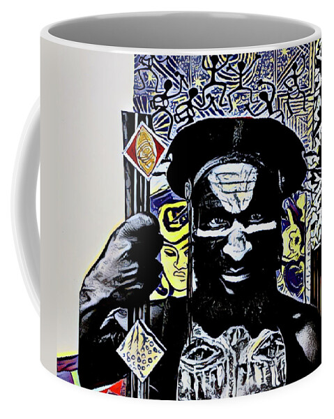 New Guinea Coffee Mug featuring the mixed media Proud New Guinea Hunter by Debra Amerson
