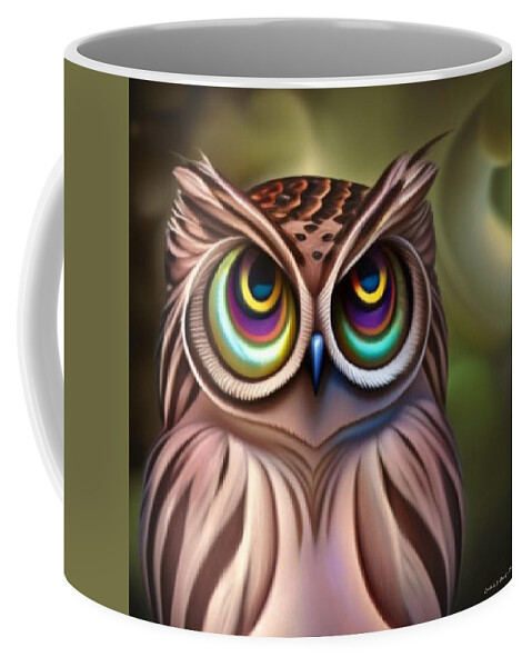Newby Coffee Mug featuring the digital art Psychedelic Owl by Cindy's Creative Corner
