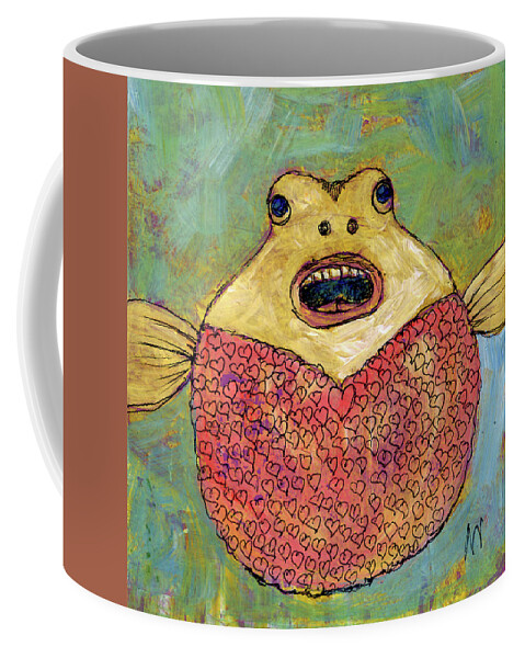 Puffy Coffee Mug featuring the mixed media Puffy Heart by AnneMarie Welsh