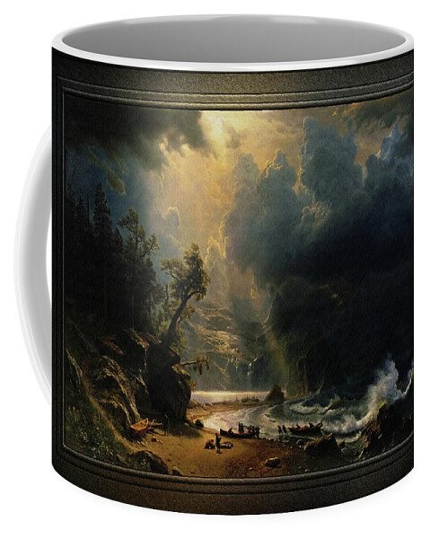 Puget Sound On The Pacific Coast Coffee Mug featuring the painting Puget Sound on the Pacific Coast by Albert Bierstadt by Rolando Burbon