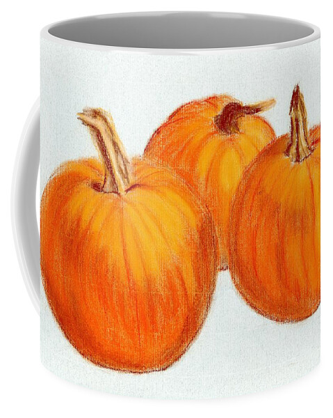 Orange Coffee Mug featuring the pastel Pumpkins by Francine Rondeau