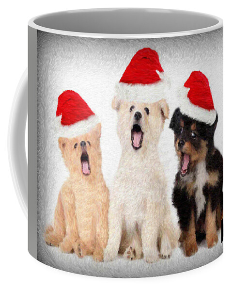 Christmas Coffee Mug featuring the painting Puppy Christmas Choir by Rafael Salazar
