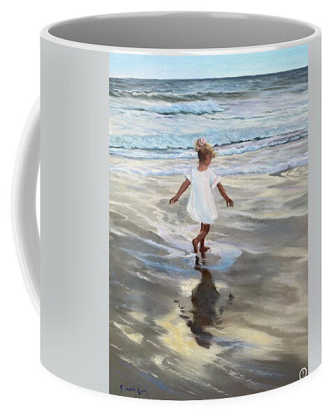 Ocean Coffee Mug featuring the painting Pure Joy by Judy Rixom