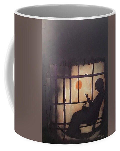  Coffee Mug featuring the painting Purple by Angie ONeal