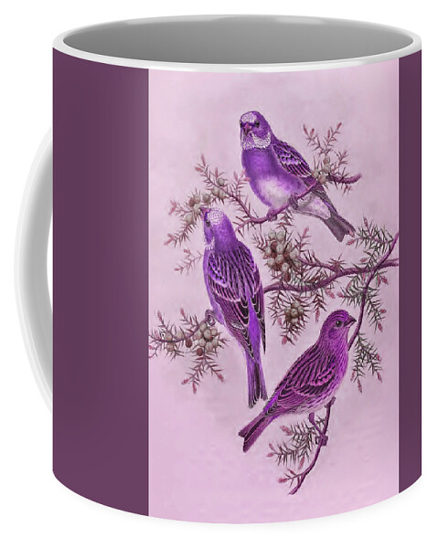 Birds On A Branch Coffee Mug featuring the digital art Purple Birds by Lorena Cassady