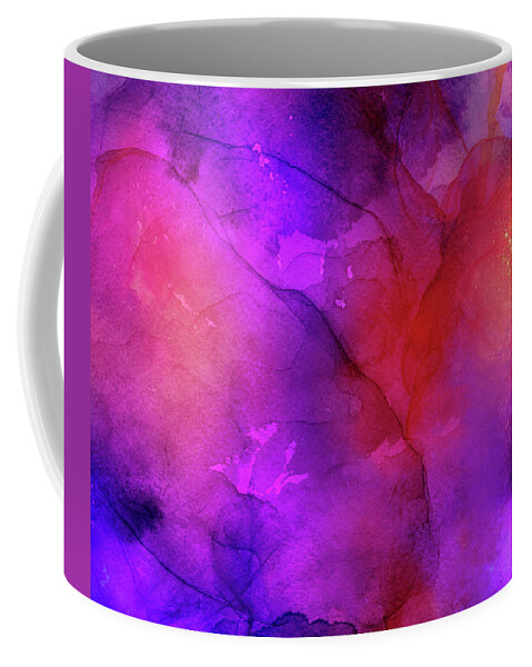 Purple Ink Painting Coffee Mug featuring the painting Purple, Blue, Red And Pink Fluid Ink Abstract Art Painting by Modern Art
