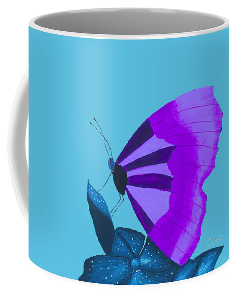 Watercolor Coffee Mug featuring the painting Purple Butterfly by Lisa Senette