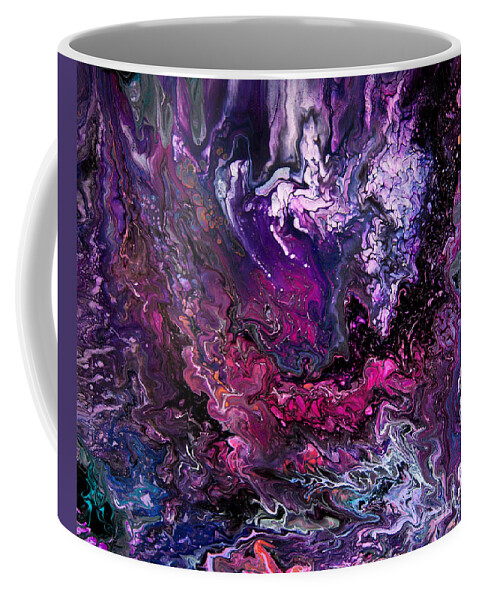 Space Celestial Purple Fantastic Coffee Mug featuring the painting Purple Galaxy View 7668 by Priscilla Batzell Expressionist Art Studio Gallery