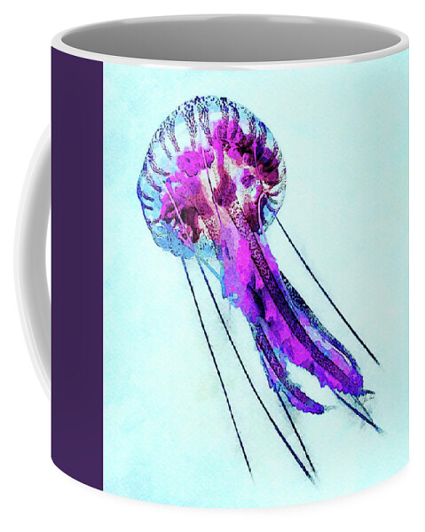 Jellyfish Coffee Mug featuring the painting Purple Jellyfish by Russ Harris