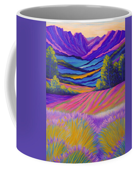 Lavender Coffee Mug featuring the digital art Purple Landscape by Long Shot
