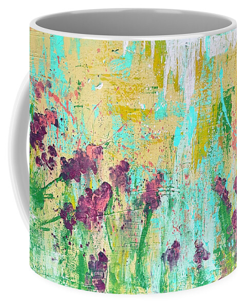 Painting Coffee Mug featuring the painting Purple Lavender Abstract Landscape by Joanne Herrmann