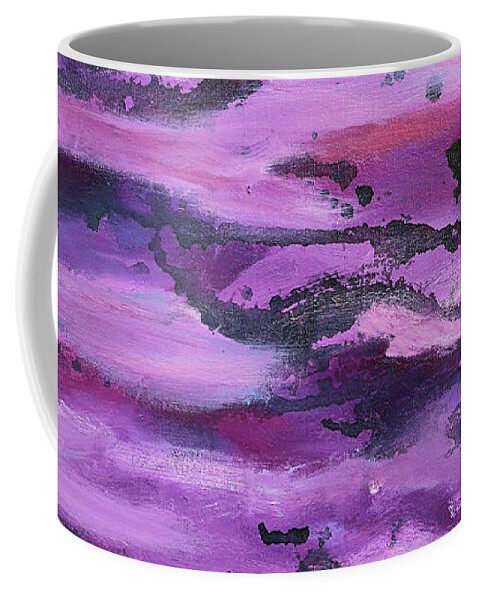 Abstract Coffee Mug featuring the painting Purple Sea by Maria Meester