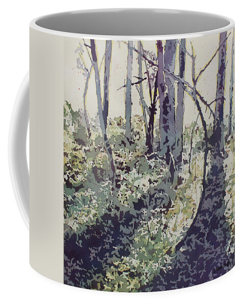 Spring Coffee Mug featuring the painting Purple Shadows of Spring by Jenny Armitage