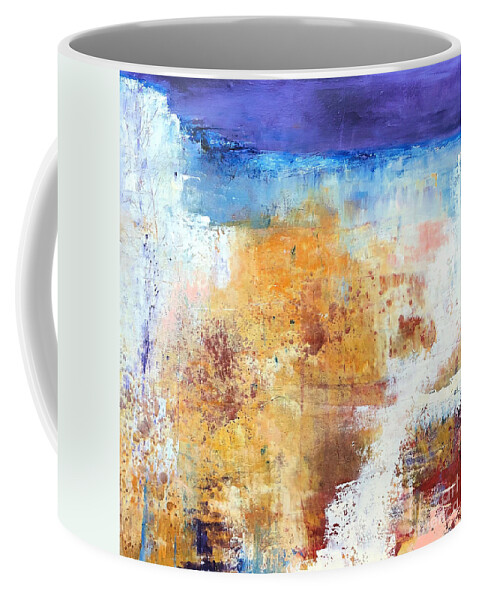 Abstracted Landscape Coffee Mug featuring the painting Purple Sky by Mary Mirabal