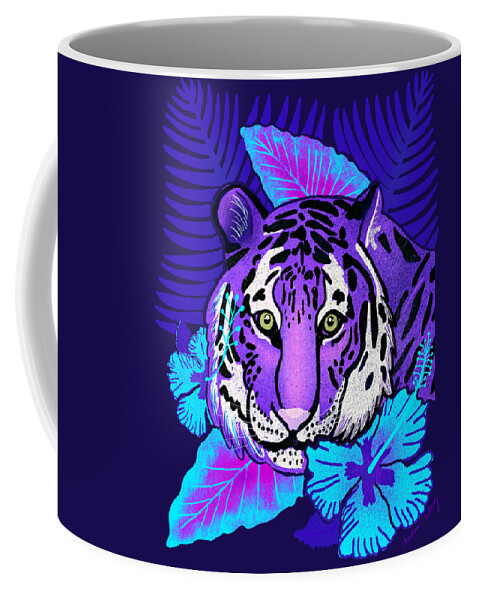 Tiger Coffee Mug featuring the digital art Purple Tiger Jungle Safari by Christina Wedberg