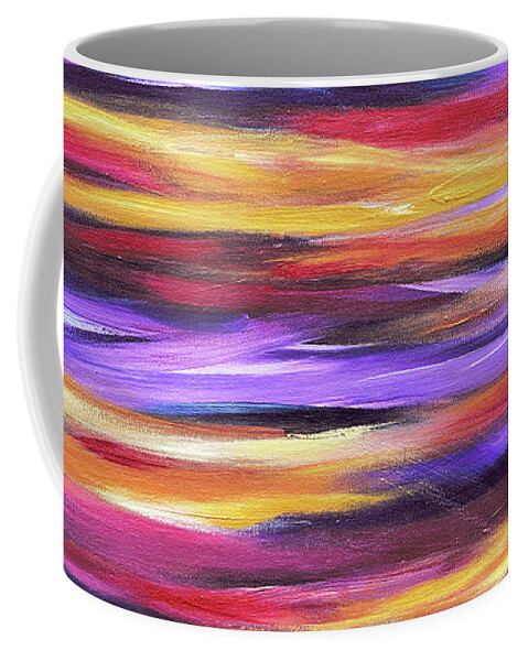 Abstract Waves Coffee Mug featuring the painting Purple Waves by Maria Meester