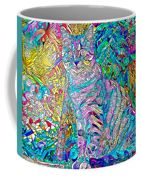 Wingsdomain Coffee Mug featuring the photograph Pychedelic Cat in Contemporary Psychedelic Colors 20201120 by Wingsdomain Art and Photography