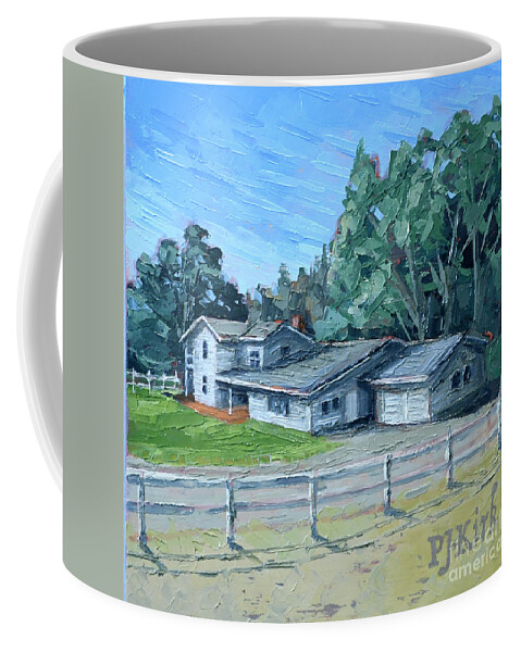 Ben Lomond Coffee Mug featuring the painting Quail Hollow Ranch House by PJ Kirk