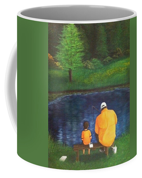 Fishing Coffee Mug featuring the painting Quality Time by Marlene Little