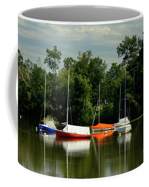 Boats Coffee Mug featuring the photograph Quanapowitt Yacht Club by Lennie Malvone