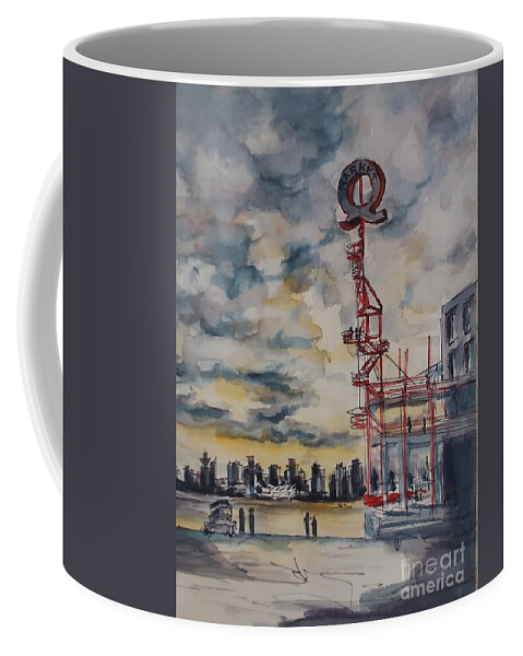 Clouds Coffee Mug featuring the drawing Quay the Sunshine by Sonia Mocnik
