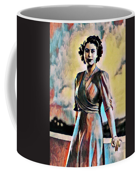Metal Coffee Mug featuring the painting Queen Elizabeth II by Tony Rubino