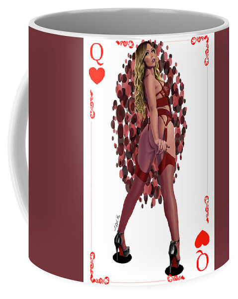 Joe Ogle Coffee Mug featuring the digital art Queen of Hearts by Joseph Ogle