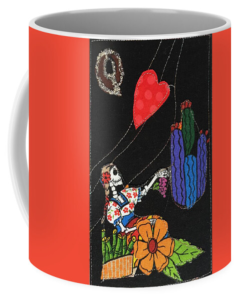 Queen Of Hearts Coffee Mug featuring the mixed media Queen of Hearts by Vivian Aumond