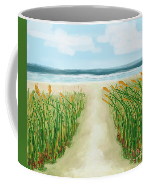 Quiet Beach Pathway Coffee Mug featuring the digital art Quiet Beach Pathway by Annette M Stevenson