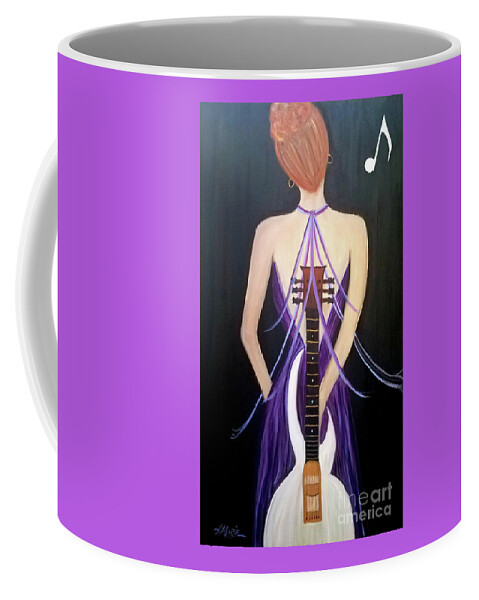 Guitar Coffee Mug featuring the painting Quiet Before The Storm by Artist Linda Marie