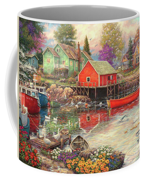 Northeast Coffee Mug featuring the painting Quiet Cove by Chuck Pinson