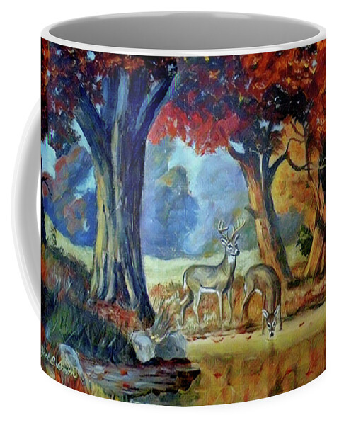 Deer Coffee Mug featuring the painting Quiet Drink  by Joel Smith