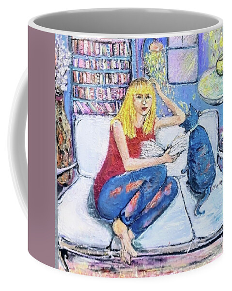 Woman Coffee Mug featuring the painting Quiet Evening by Evelina Popilian