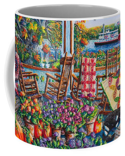 Autumn Coffee Mug featuring the painting Quilting Around Chautauqua by Diane Phalen