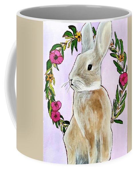 Rabbit Coffee Mug featuring the painting Rabbit by Amy Kuenzie
