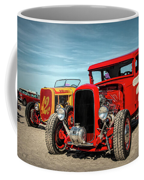 The Race Of Gentlemen Coffee Mug featuring the photograph Racing Jalopies at Wildwood by Kristia Adams