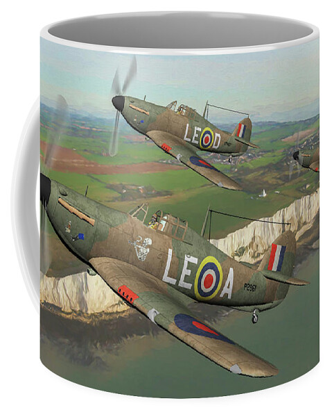 Hawker Hurricane Mk.1 Coffee Mug featuring the digital art RAF Hawker Hurricanes Mk.1 Art by Tommy Anderson