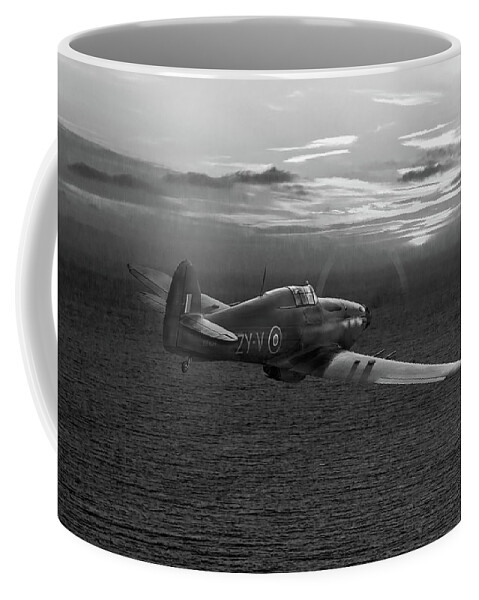 247 Squadron Coffee Mug featuring the photograph RAF Hurricane night fighter dusk patrol by Gary Eason