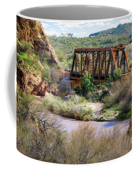 Arizona Coffee Mug featuring the photograph Railroad Bridge 7925 by Lawrence Burry