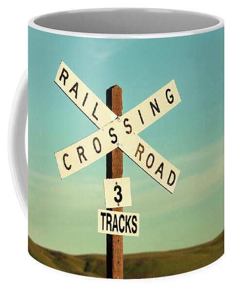 Railroad Crossing Coffee Mug featuring the photograph Railroad Crossing by Todd Klassy