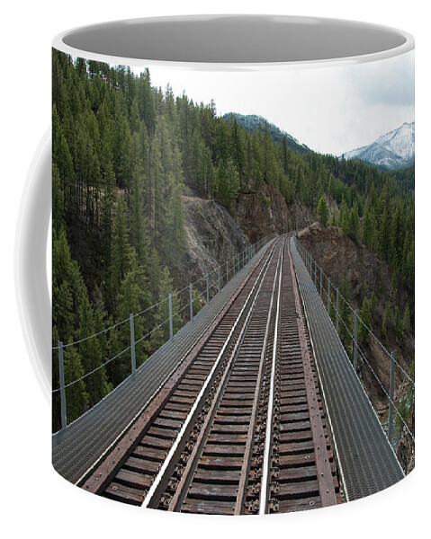Train Coffee Mug featuring the photograph Rails To The Mountain by Pamela Dunn-Parrish
